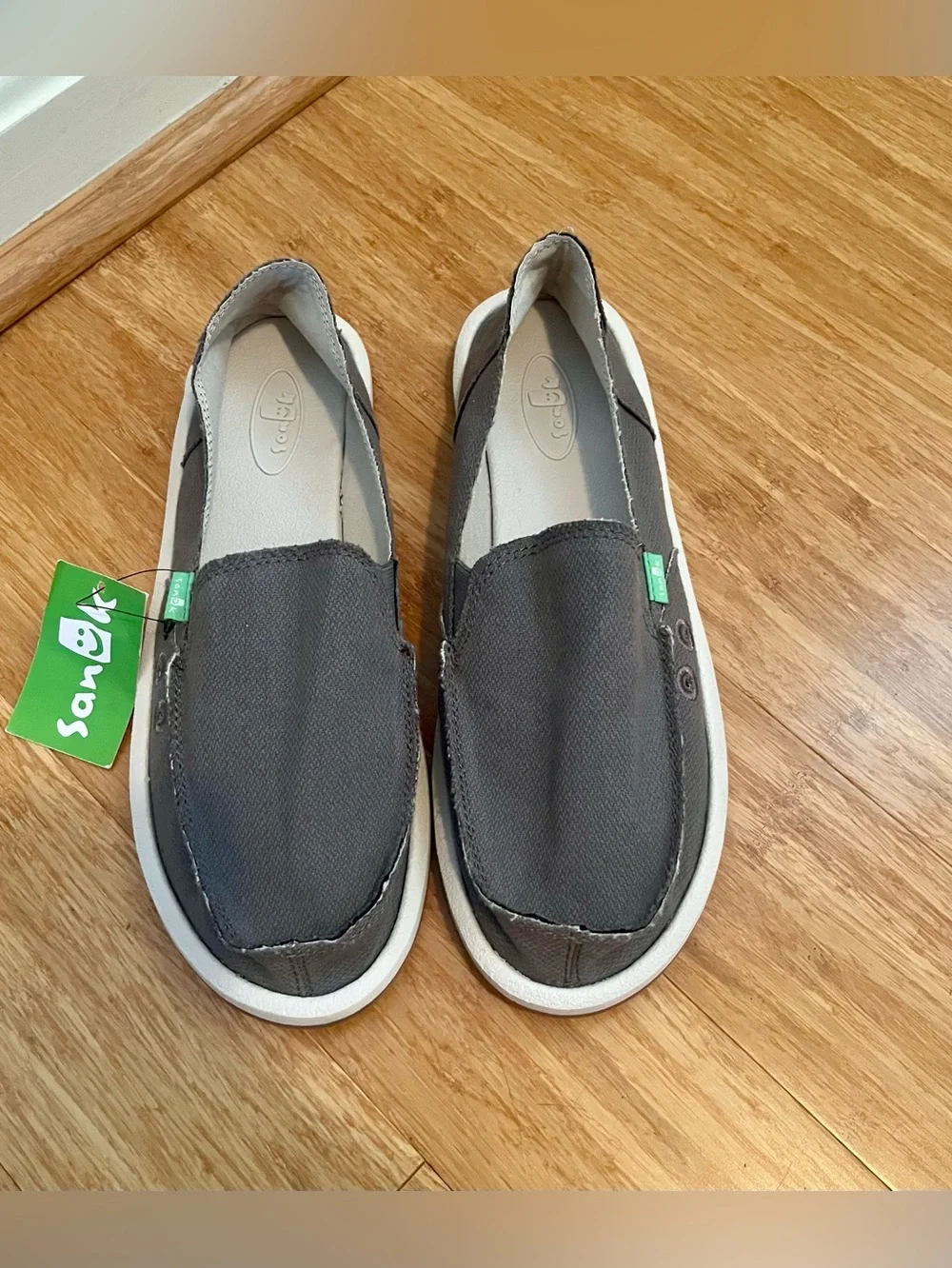Brand new Sanuk Charcoal Canvas Slip-On Sneakers